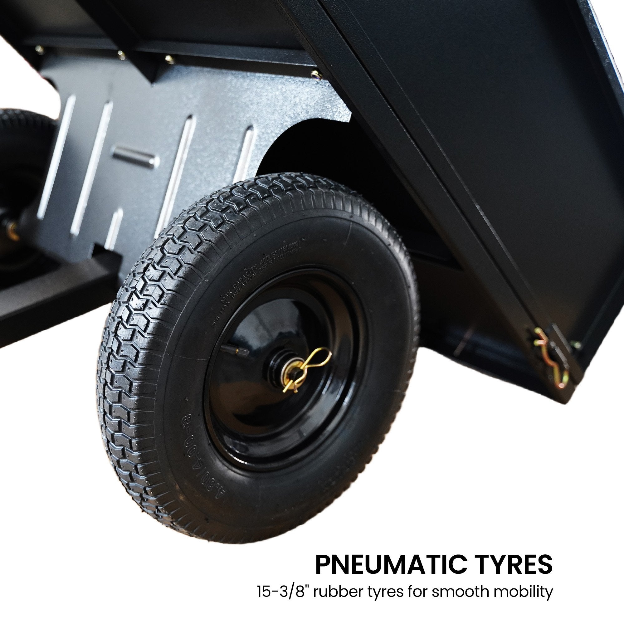 Kartrite Heavy Duty Dump Cart 270kg Capacity Pneumatic Tyres Quick Release Pedal Removable Tailgate Trailer V240-TLY-SPR-39C-BK