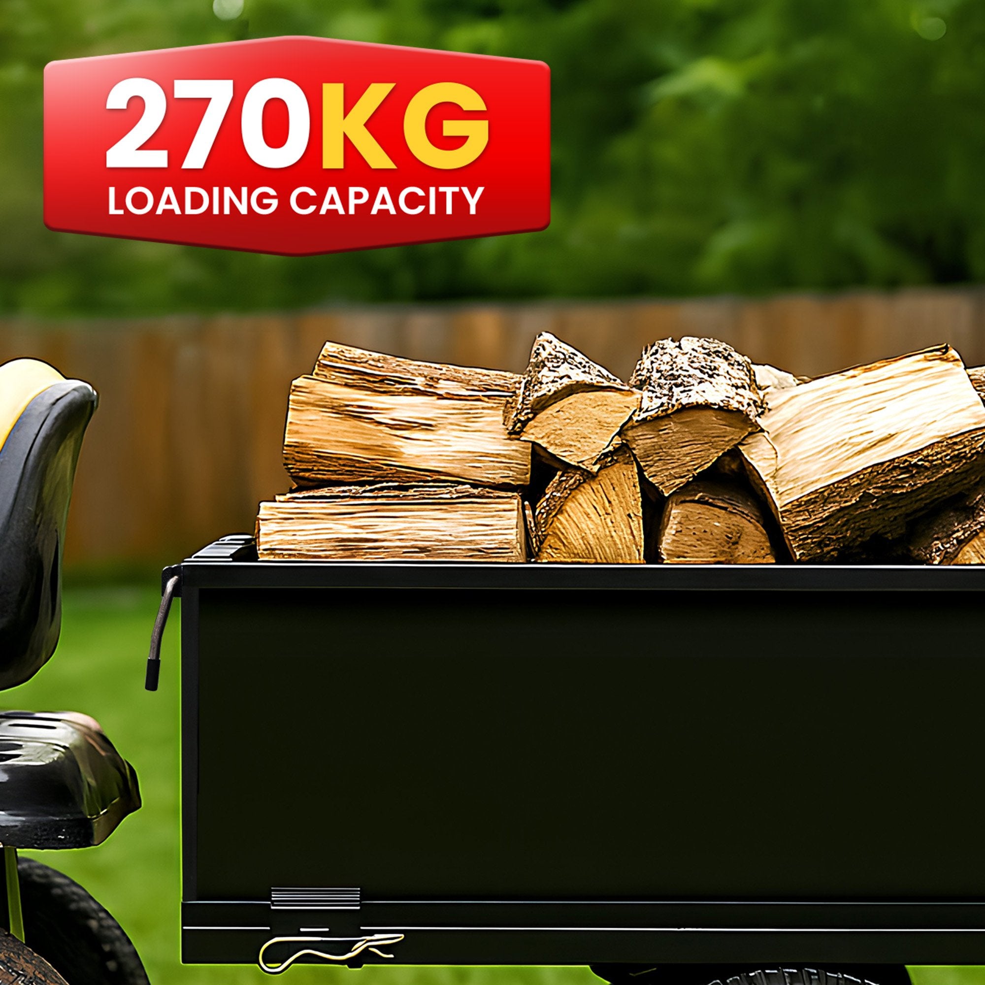 Kartrite Heavy Duty Dump Cart 270kg Capacity Pneumatic Tyres Quick Release Pedal Removable Tailgate Trailer V240-TLY-SPR-39C-BK