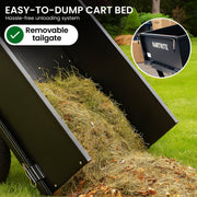 Kartrite Heavy Duty Dump Cart 270kg Capacity Pneumatic Tyres Quick Release Pedal Removable Tailgate Trailer V240-TLY-SPR-39C-BK