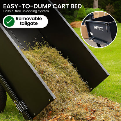 Kartrite Heavy Duty Dump Cart 270kg Capacity Pneumatic Tyres Quick Release Pedal Removable Tailgate Trailer V240-TLY-SPR-39C-BK