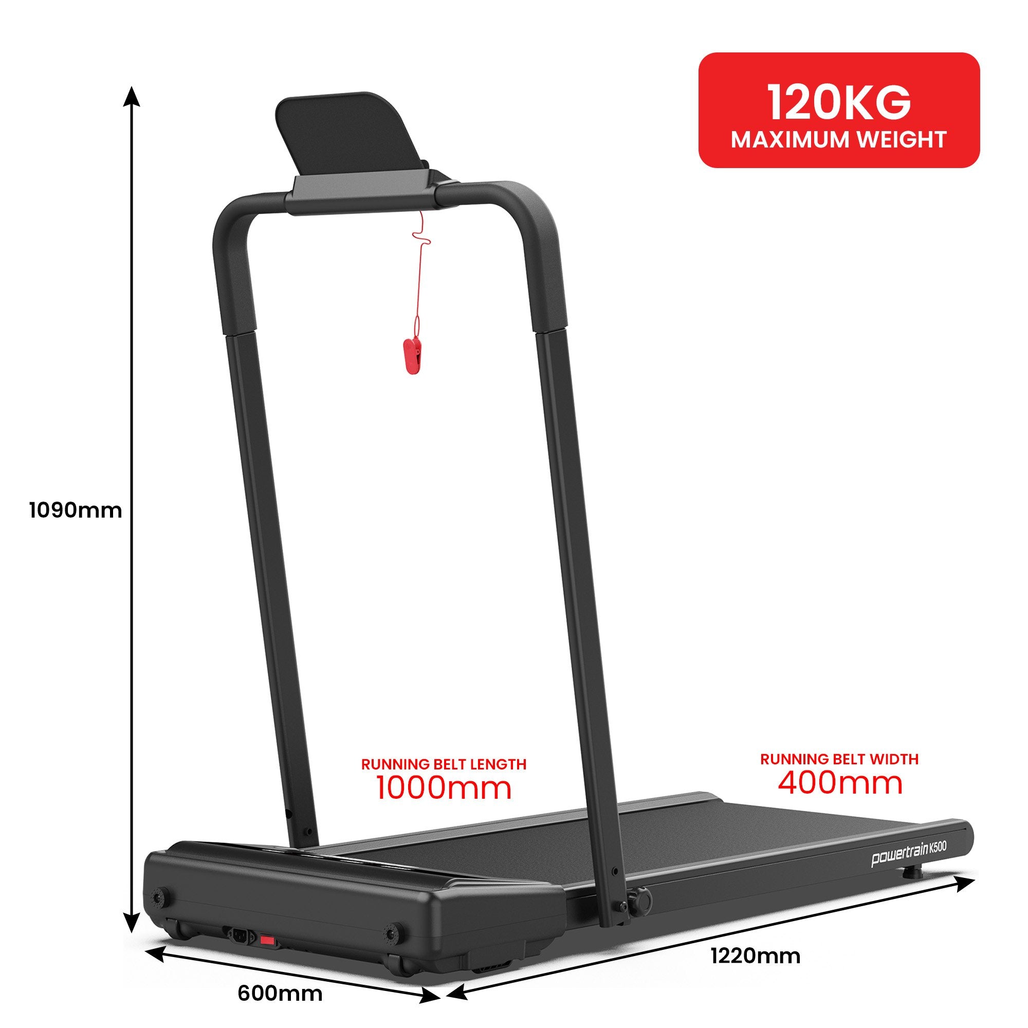 Powertrain K500 Walking Pad Treadmill 2 in 1 Foldable Walking & Running Machine w/2.5HP Motor Dual LED V240-TML-HSM-K500