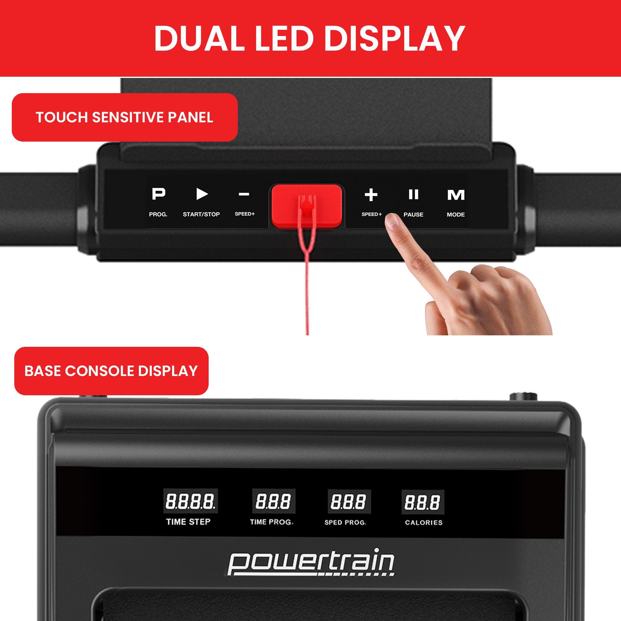 Powertrain K500 Walking Pad Treadmill 2 in 1 Foldable Walking & Running Machine w/2.5HP Motor Dual LED V240-TML-HSM-K500