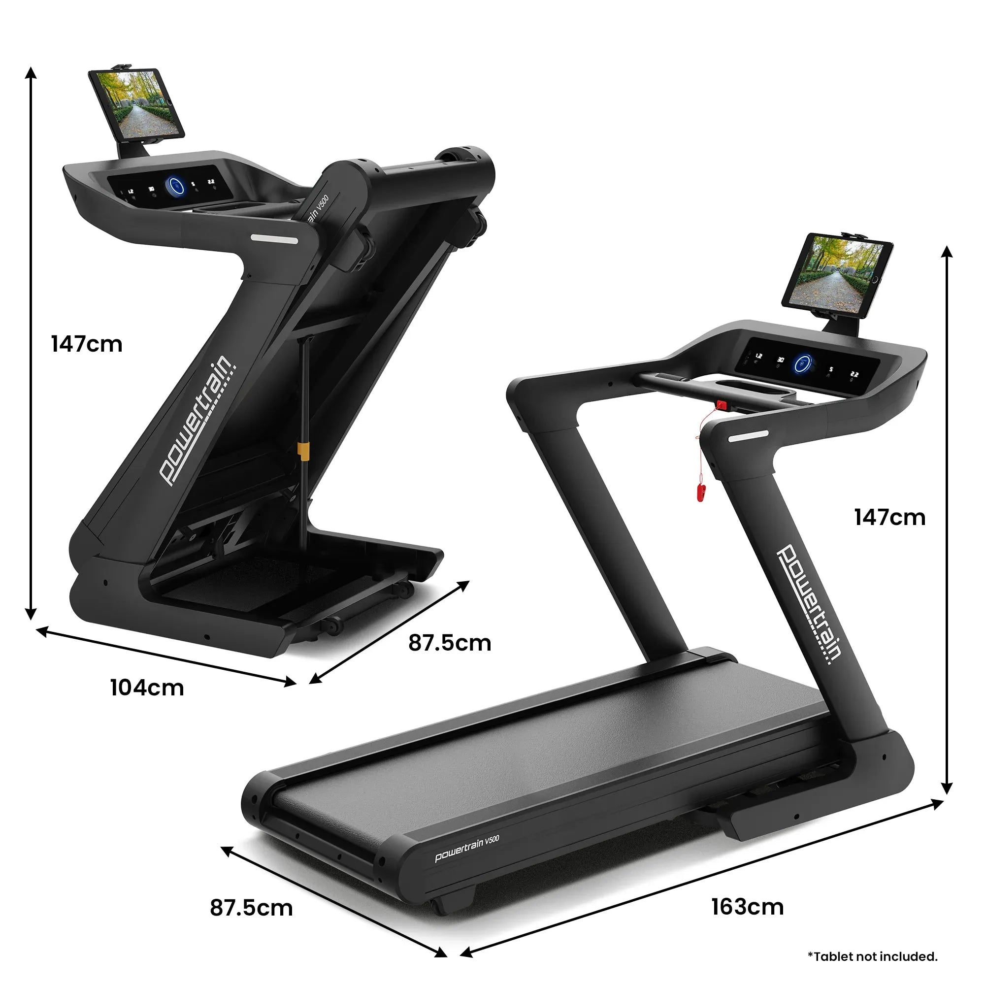 Powertrain V500 3hp Foldable Treadmill Cardio Running Automatic Incline Machine V240-TML-HSM-V500