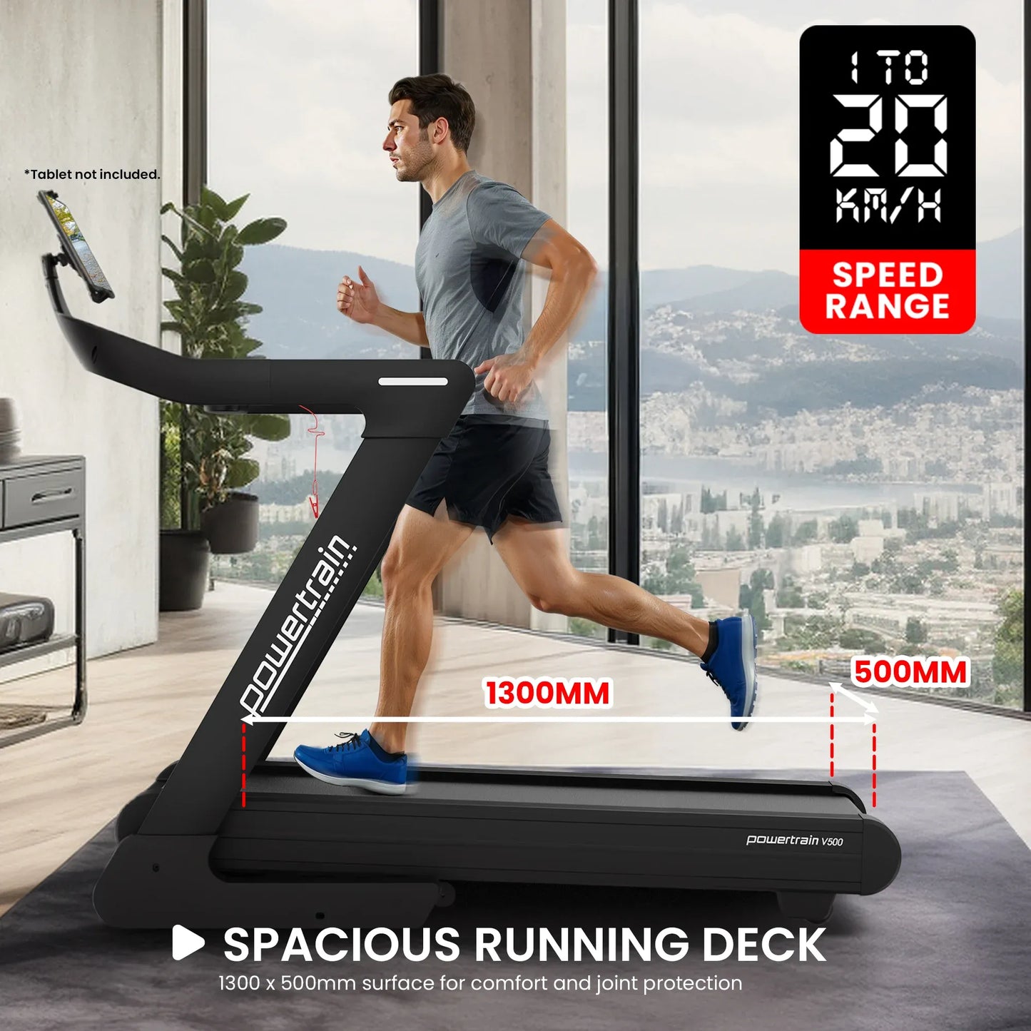 Powertrain V500 3hp Foldable Treadmill Cardio Running Automatic Incline Machine V240-TML-HSM-V500