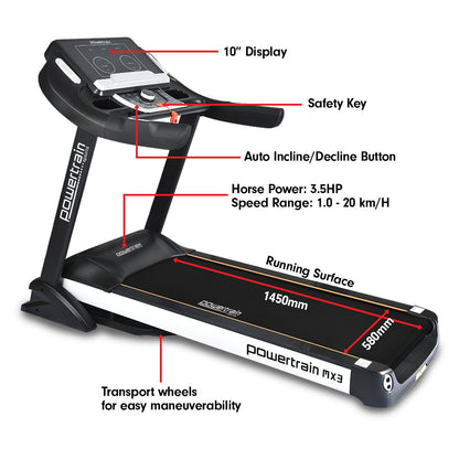 Powertrain MX3 Treadmill Performance Home Gym Cardio Machine V240-TML-LJJ-MX3