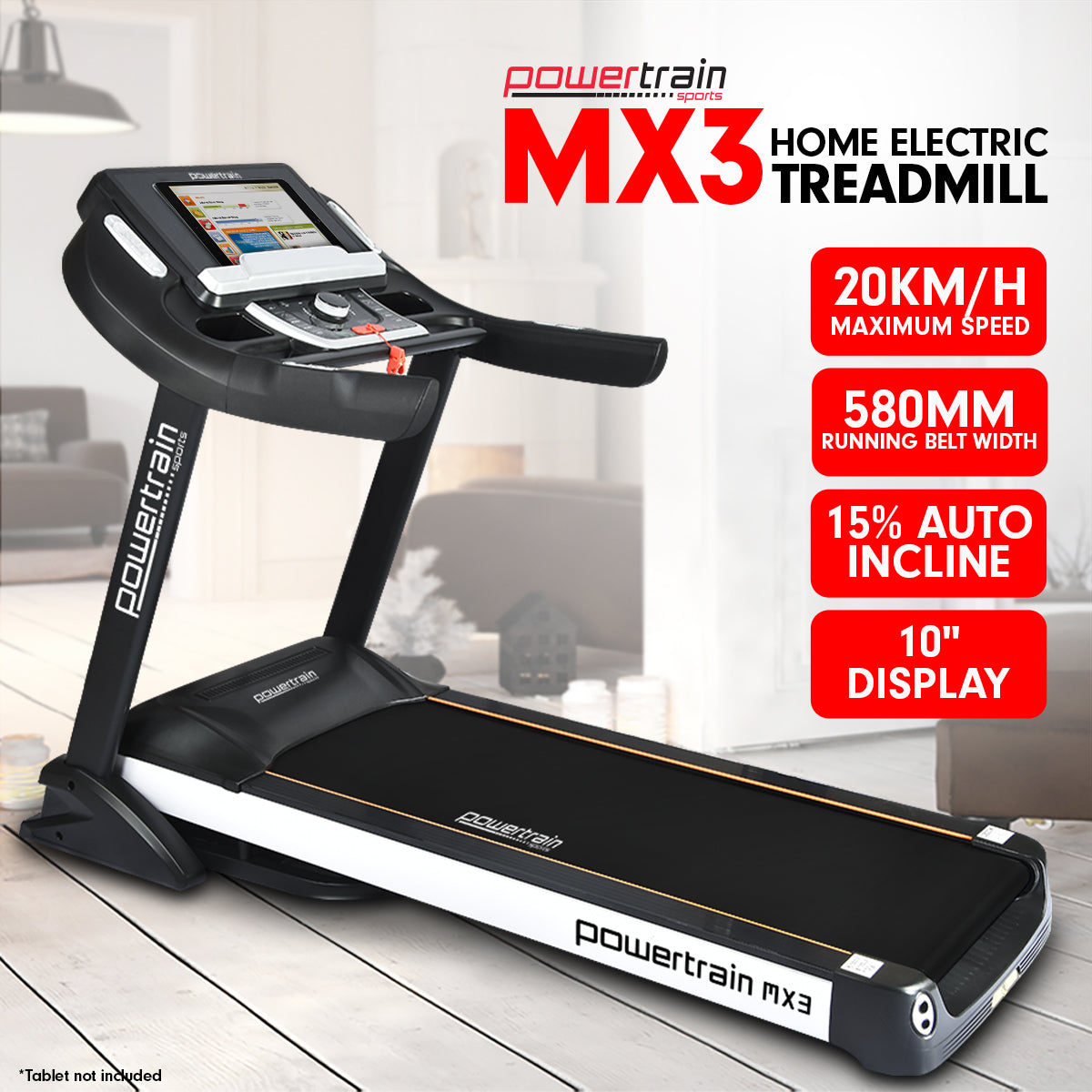 Powertrain MX3 Treadmill Performance Home Gym Cardio Machine V240-TML-LJJ-MX3