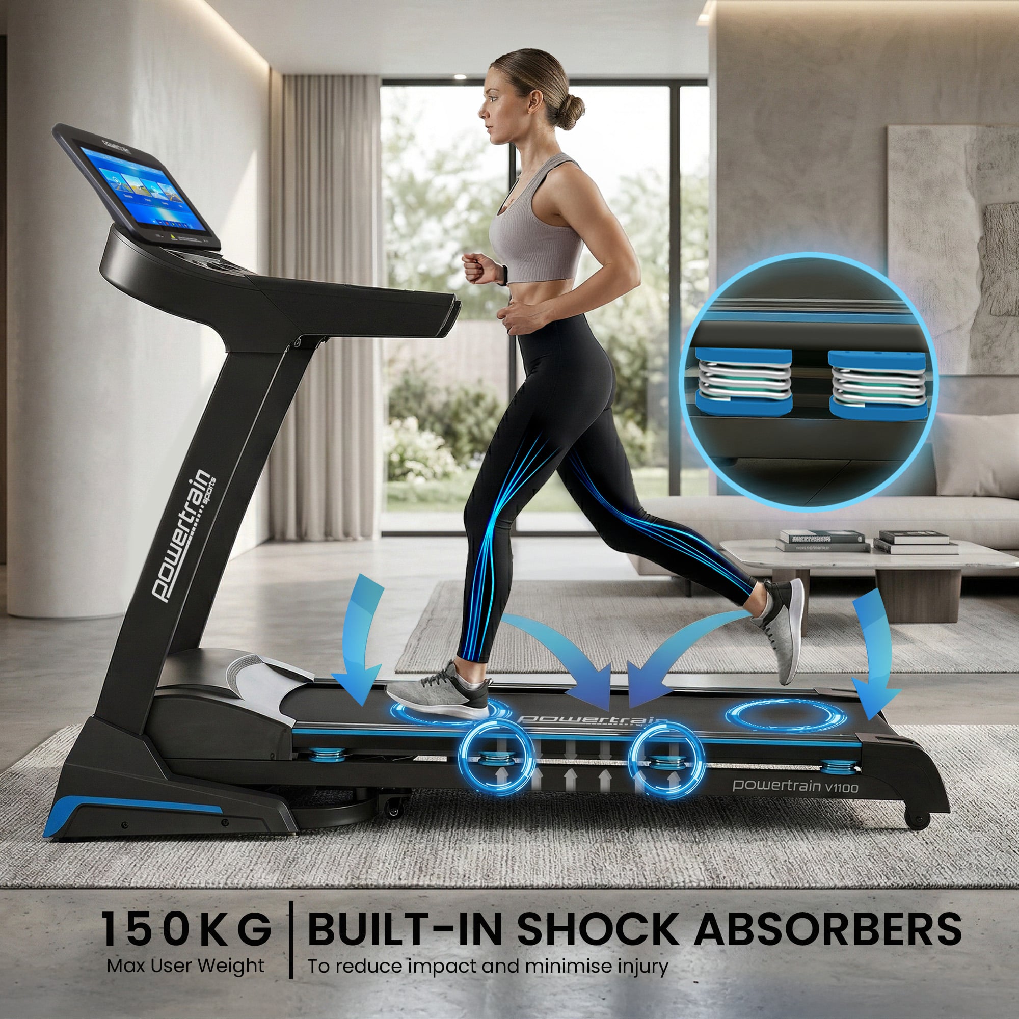 Powertrain V1100 Treadmill with Wifi Touch Screen & Incline V240-TML-LJJ-V1100