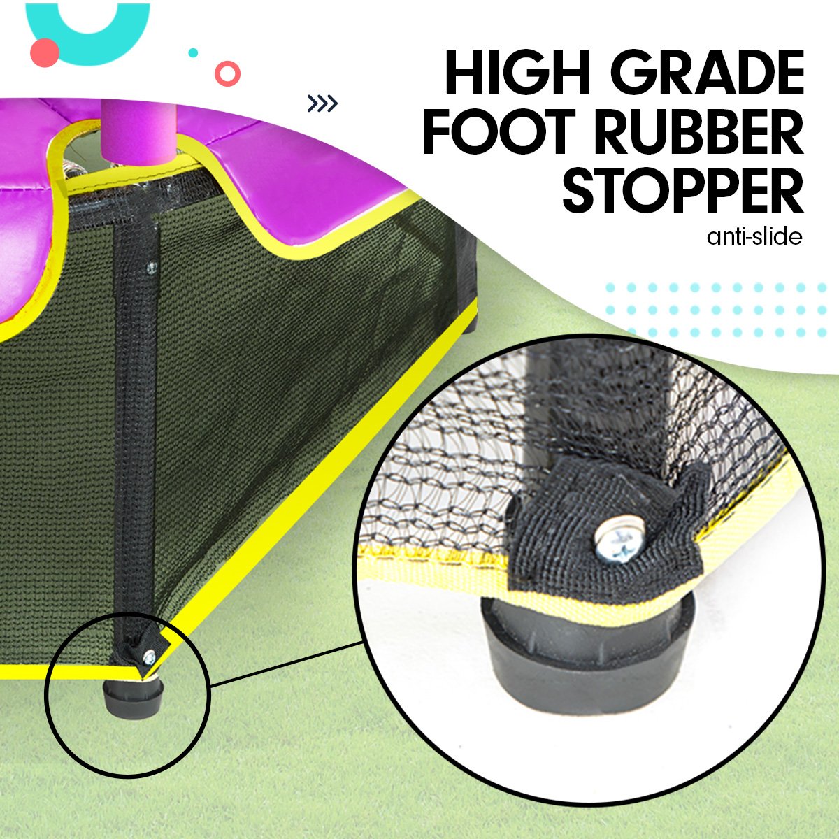 Kahuna 4.5ft Trampoline Round Free Safety Net Spring Pad Cover Mat Outdoor Blue Purple V240-TRA-FJP-45-BUPU
