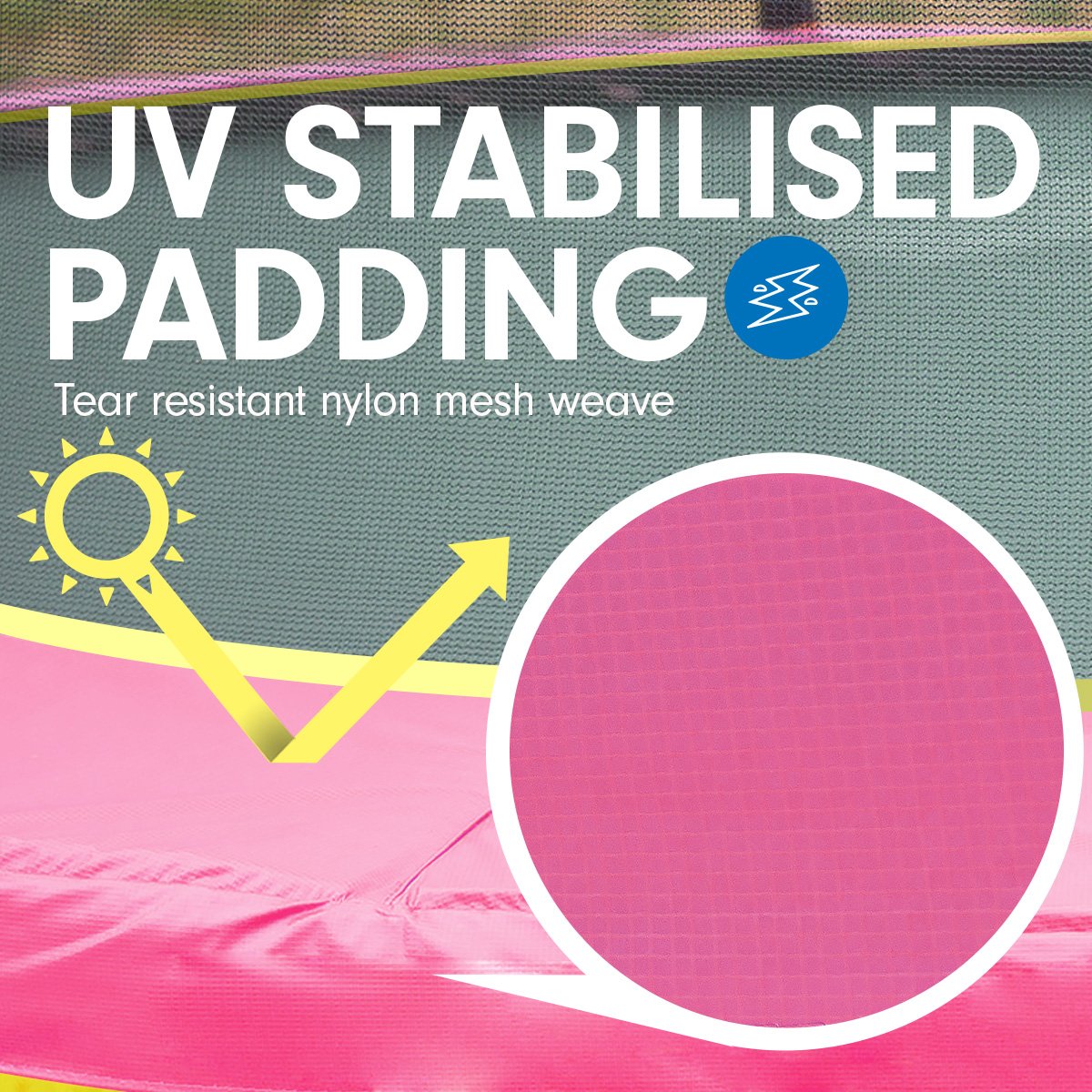 Kahuna 4.5ft Trampoline Round Free Safety Net Spring Pad Cover Mat Yellow Pink V240-TRA-FJP-45-YLPK