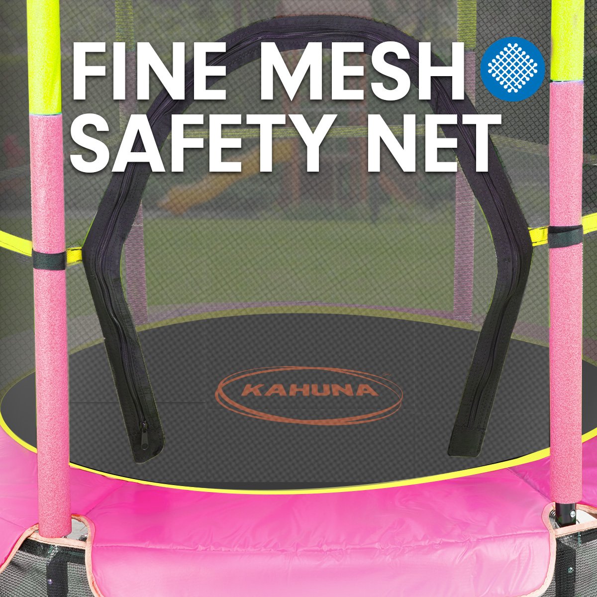 Kahuna 4.5ft Trampoline Round Free Safety Net Spring Pad Cover Mat Yellow Pink V240-TRA-FJP-45-YLPK