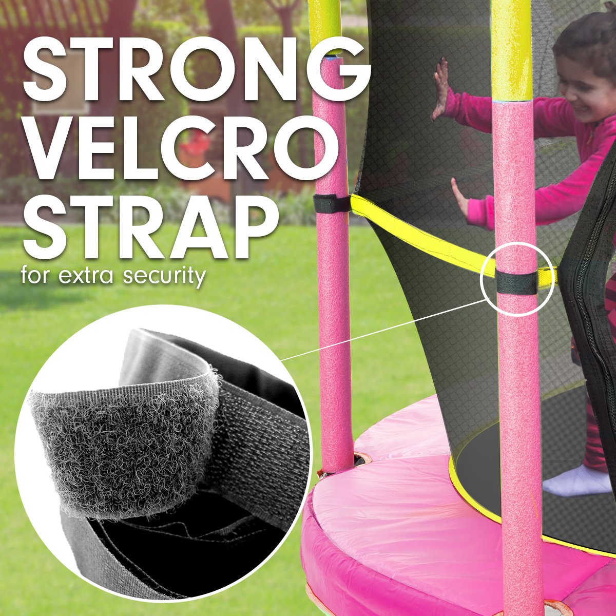 Kahuna 4.5ft Trampoline Round Free Safety Net Spring Pad Cover Mat Yellow Pink V240-TRA-FJP-45-YLPK