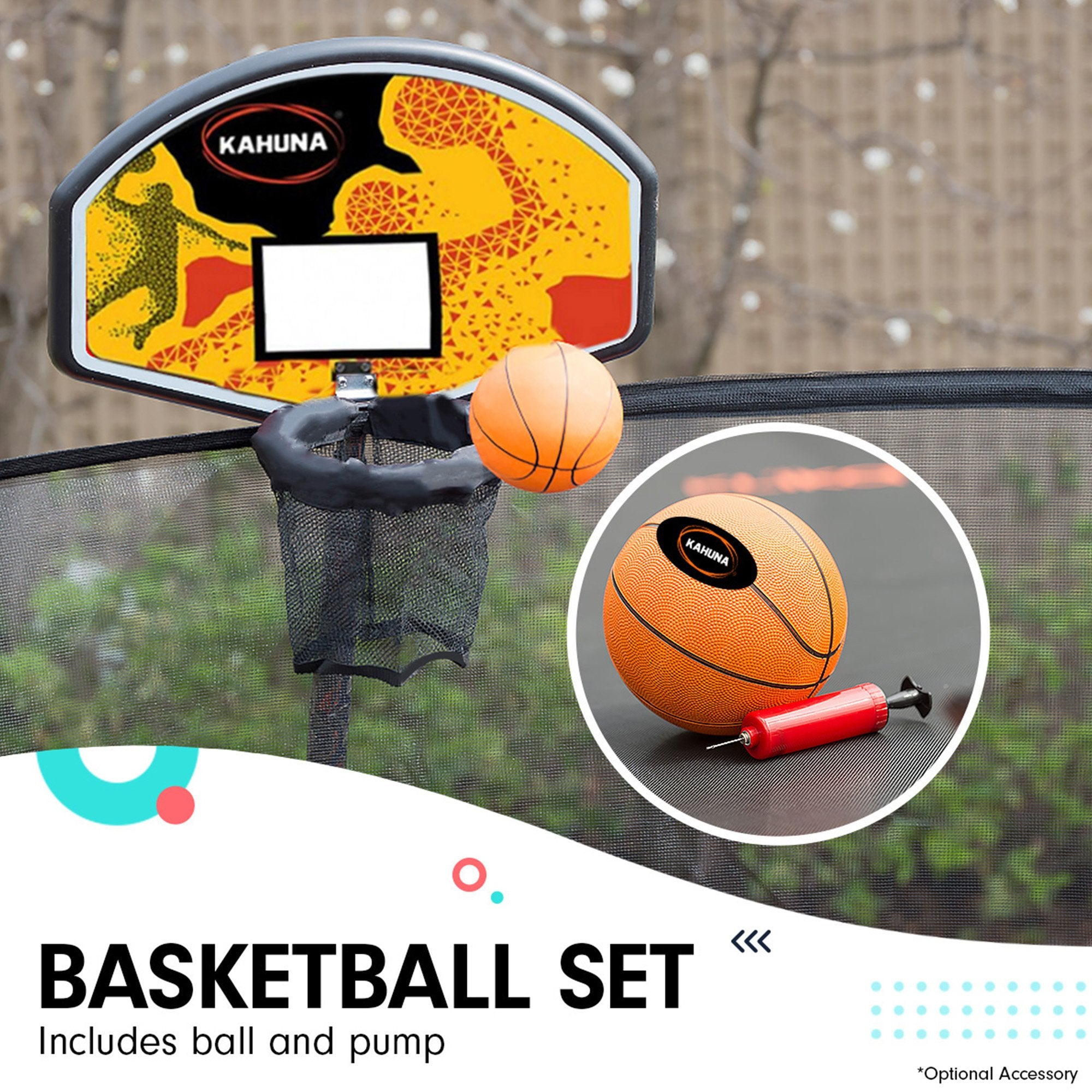 Kahuna 6 Ft X 9 Ft Rectangular Outdoor Trampoline With Basketball Set - Orange V240-TRA-FJP-RCT-69V-BB