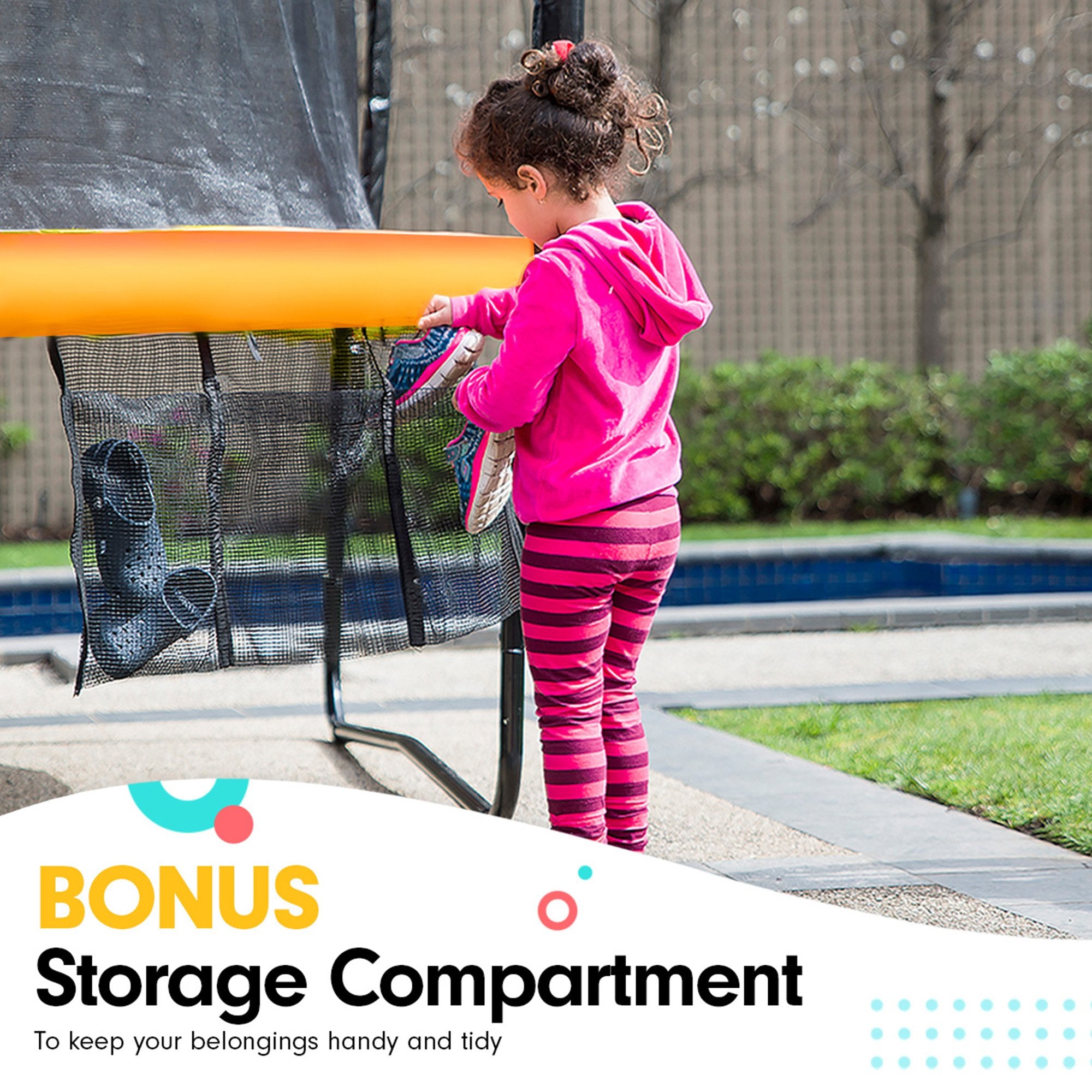 Kahuna 6 Ft X 9 Ft Rectangular Outdoor Trampoline With LED Basketball Set Orange V240-TRA-FJP-RCT-69V-LED