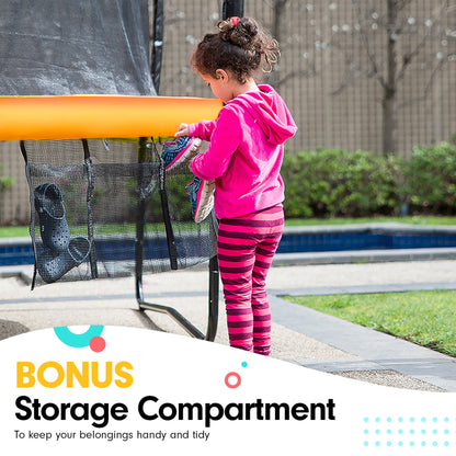 Kahuna 6 Ft X 9 Ft Rectangular Outdoor Trampoline With LED Basketball Set Orange V240-TRA-FJP-RCT-69V-LED