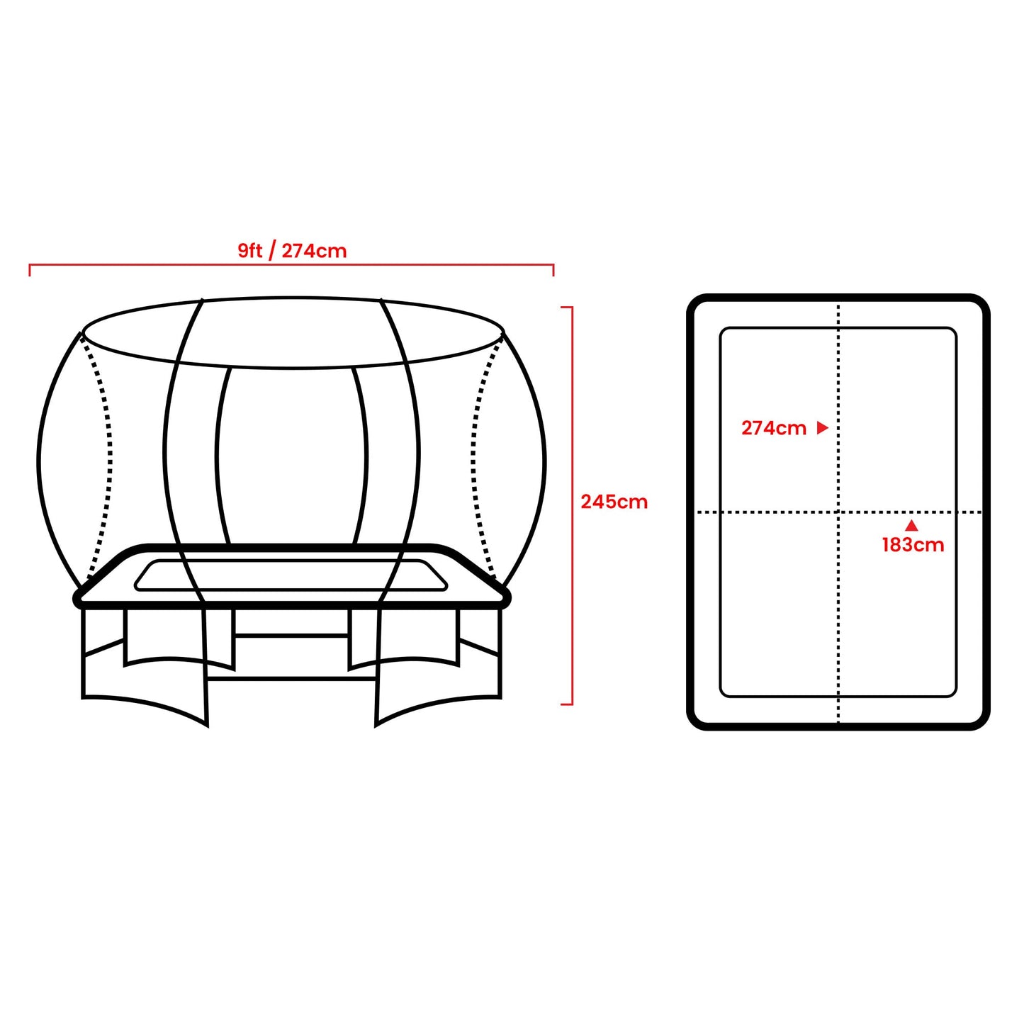 Kahuna 6 ft x 9 ft Rectangular Outdoor Trampoline with Basketball Set Rainbow V240-TRA-FJP-RCT-69V-RB-BB