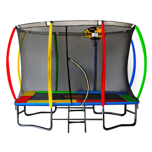Kahuna Rectangular Trampoline 6x9ft with L.E.D BB Set Rainbow V240-TRA-FJP-RCT-69V-RB-BB-LED