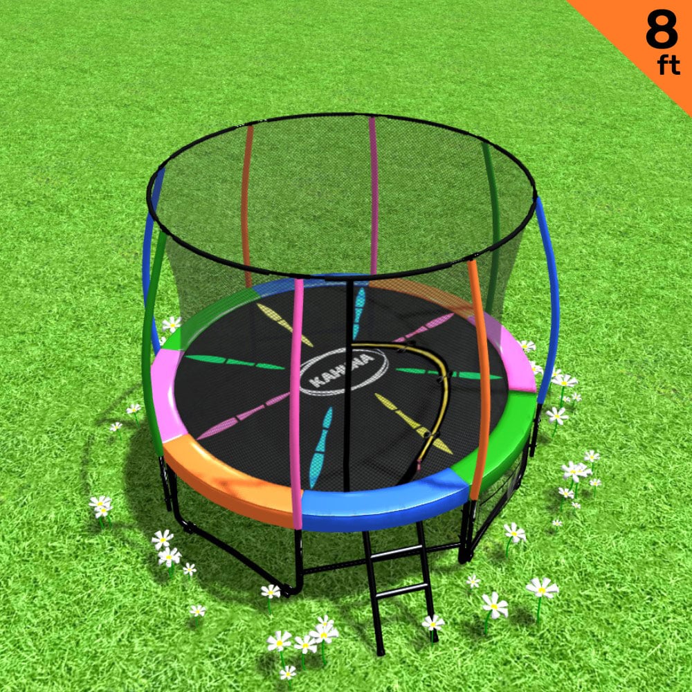 Kahuna 8ft Outdoor Rainbow Trampoline For Kids And Children Suited For Fitness Exercise Gymnastics With V240-TRA-KAH-08-RB