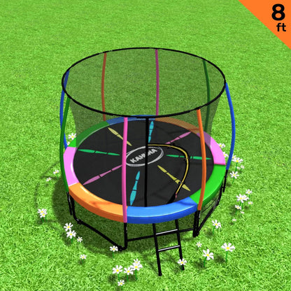 Kahuna 8ft Outdoor Rainbow Trampoline For Kids And Children Suited For Fitness Exercise Gymnastics With V240-TRA-KAH-08-RB
