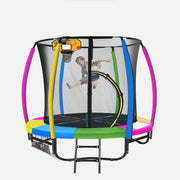 Kahuna 8ft Outdoor Trampoline Kids Children With Safety Enclosure Mat Pad Net Ladder Basketball Hoop Set - V240-TRA-KAH-08-RB-BB