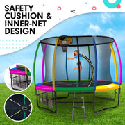 Kahuna 10ft Outdoor Trampoline Kids Children With Safety Enclosure Pad Mat Ladder Basketball Hoop Set - V240-TRA-KAH-10-RB-BB