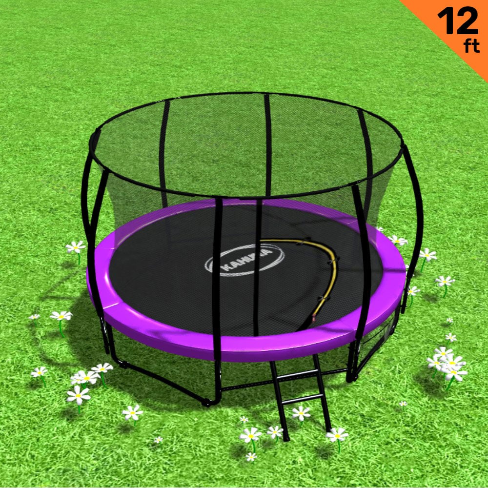 Kahuna 12ft Trampoline Free Ladder Spring Mat Net Safety Pad Cover Round Enclosure - Purple V240-TRA-KAH-12-PU