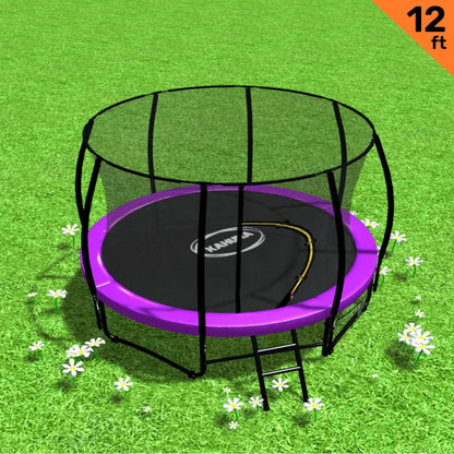 Kahuna 12ft Trampoline Free Ladder Spring Mat Net Safety Pad Cover Round Enclosure - Purple V240-TRA-KAH-12-PU