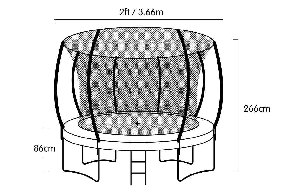 Kahuna 12ft Trampoline Free Ladder Spring Mat Net Safety Pad Cover Round Enclosure - Purple V240-TRA-KAH-12-PU