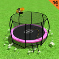 Kahuna 14ft Outdoor Trampoline Kids Children With Safety Enclosure Pad Mat Ladder Basketball Hoop Set - Pink V240-TRA-KAH-14-PK-BB