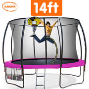 Kahuna 14ft Outdoor Trampoline Kids Children With Safety Enclosure Pad Mat Ladder Basketball Hoop Set - Pink V240-TRA-KAH-14-PK-BB