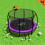 Kahuna 14ft Outdoor Trampoline Kids Children With Safety Enclosure Pad Mat Ladder Basketball Hoop Set - Purple V240-TRA-KAH-14-PU-BB