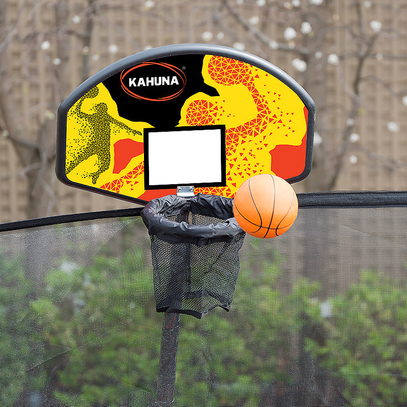 Kahuna 14ft Outdoor Trampoline Kids Children With Safety Enclosure Pad Mat Ladder Basketball Hoop Set - Purple V240-TRA-KAH-14-PU-BB
