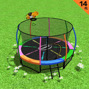 Kahuna 14ft Outdoor Trampoline Kids Children With Safety Enclosure Pad Mat Ladder Basketball Hoop Set - V240-TRA-KAH-14-RB-BB