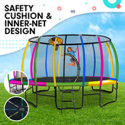 Kahuna 14ft Outdoor Trampoline Kids Children With Safety Enclosure Pad Mat Ladder Basketball Hoop Set - V240-TRA-KAH-14-RB-BB