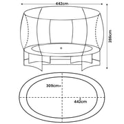 Kahuna 10 ft x 15 ft Oval Outdoor Trampoline with Reversible Rainbow & Orange Safety Pad Safety Net and Ladder V240-TRA-ZOV-1015-RBOR