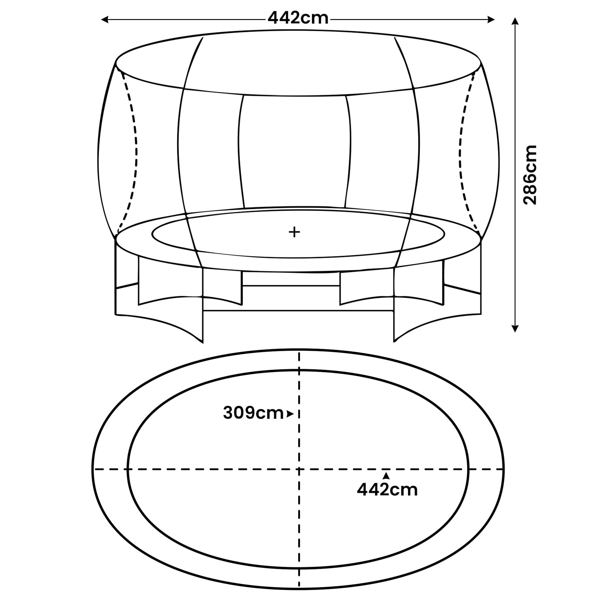 Kahuna 10 ft x 15 ft Oval Outdoor Trampoline with Reversible Rainbow & Orange Safety Pad Safety Net and Ladder V240-TRA-ZOV-1015-RBOR