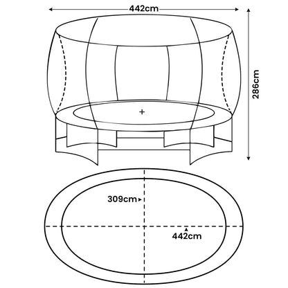 Kahuna 10 ft x 15 ft Oval Outdoor Trampoline with Reversible Rainbow & Orange Safety Pad Safety Net and Ladder V240-TRA-ZOV-1015-RBOR