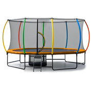 Kahuna 10 ft x 15 ft Oval Outdoor Trampoline with Reversible Rainbow & Orange Safety Pad Safety Net and Ladder V240-TRA-ZOV-1015-RBOR