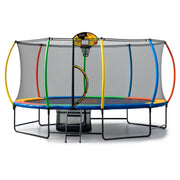 Kahuna 10 ft x 15 ft Oval Outdoor Trampoline w/ Basketball Set Reversible Rainbow & Orange Safety Pad Safety V240-TRA-ZOV-1015-RBOR-BB