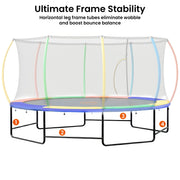 Kahuna 10 ft x 15 ft Oval Outdoor Trampoline w/ Basketball Set Reversible Rainbow & Orange Safety Pad Safety V240-TRA-ZOV-1015-RBOR-BB