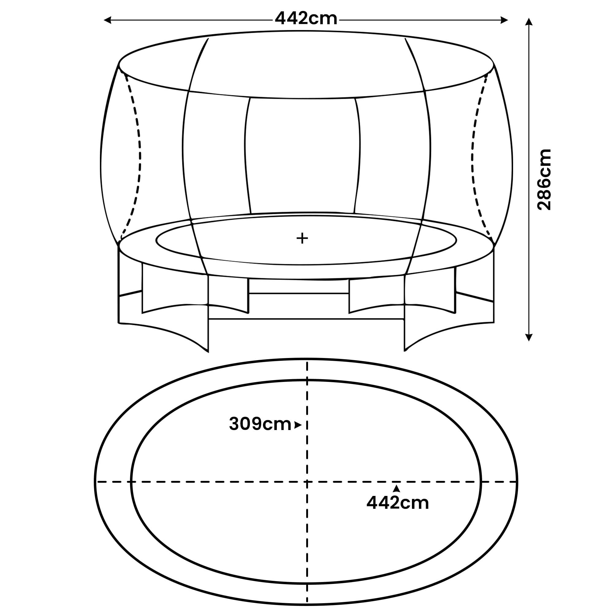 Kahuna 10 ft x 15 ft Oval Outdoor Trampoline L.E.D. Basketball Set Reversible Rainbow & Orange Safety Pad V240-TRA-ZOV-1015-RBOR-LED