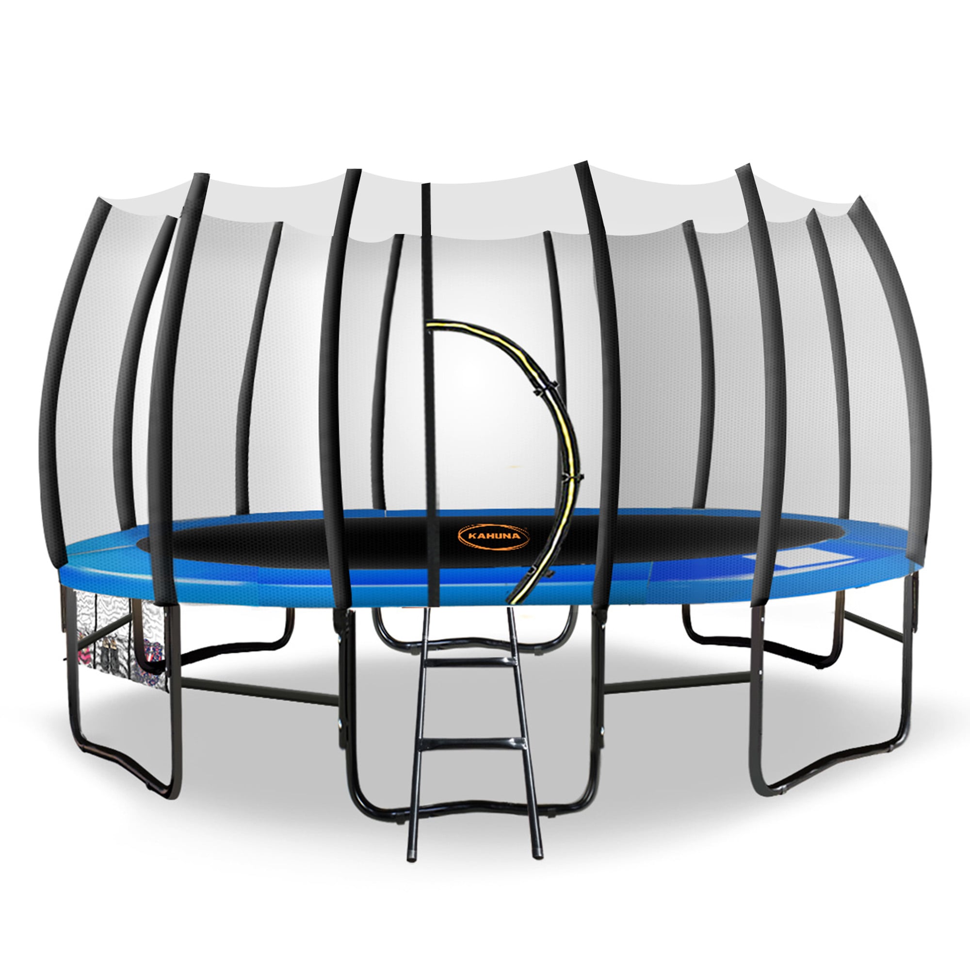 Kahuna Twister 12ft Springless Trampoline Outdoor Mat Pad Net Ladder with Basketball Set V240-TRM-KAH-ELA-12D-BB