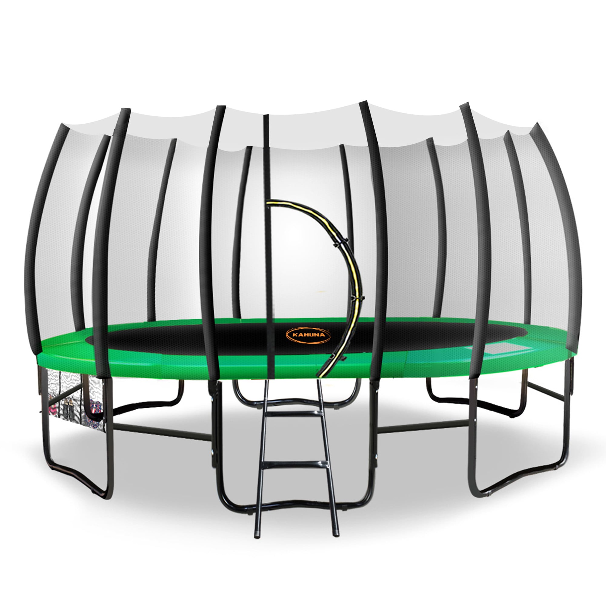 Kahuna Twister 12ft Springless Trampoline Outdoor Mat Pad Net Ladder with Basketball Set V240-TRM-KAH-ELA-12D-BB