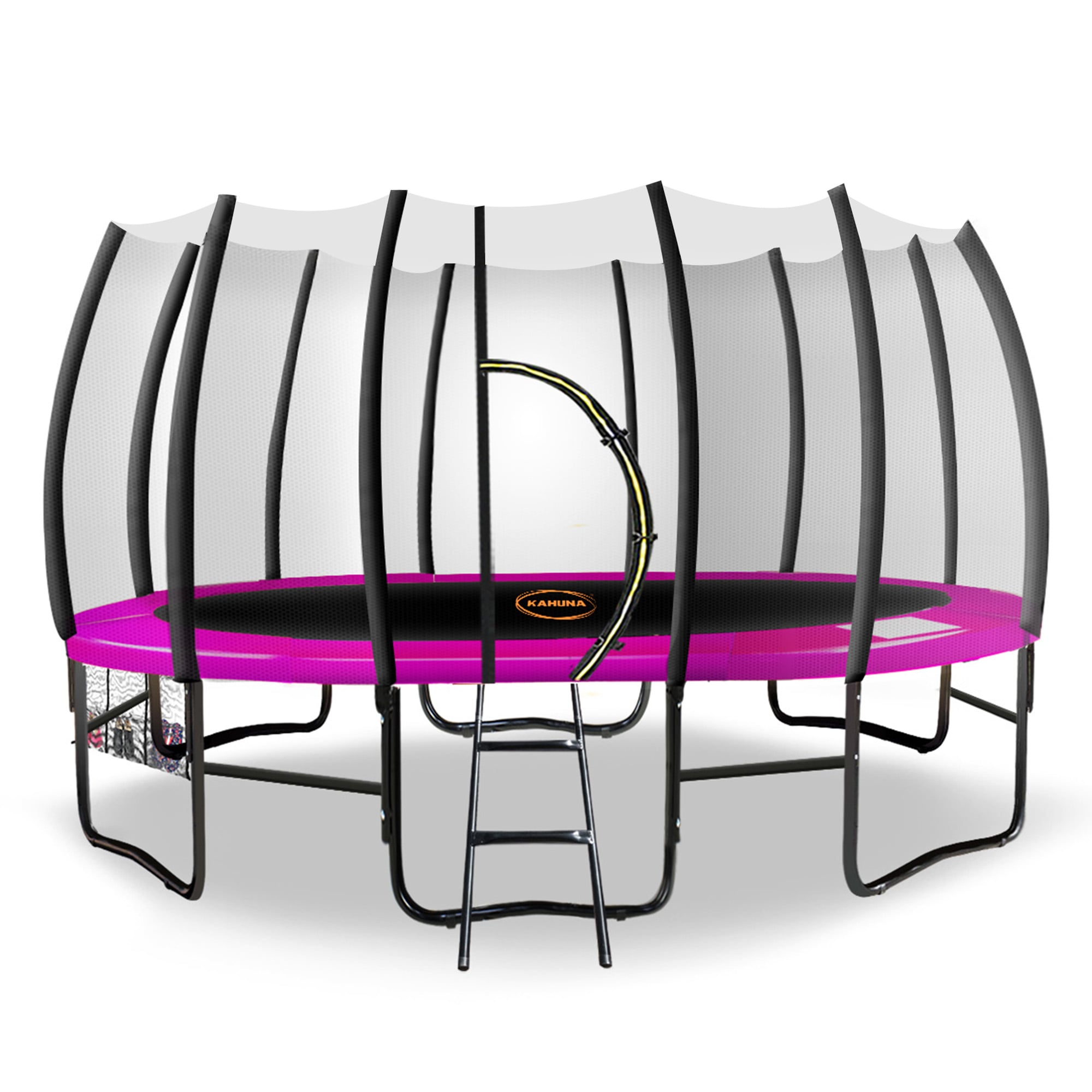 Kahuna Twister 12ft Springless Trampoline Outdoor Mat Pad Net Ladder with Basketball Set V240-TRM-KAH-ELA-12D-BB