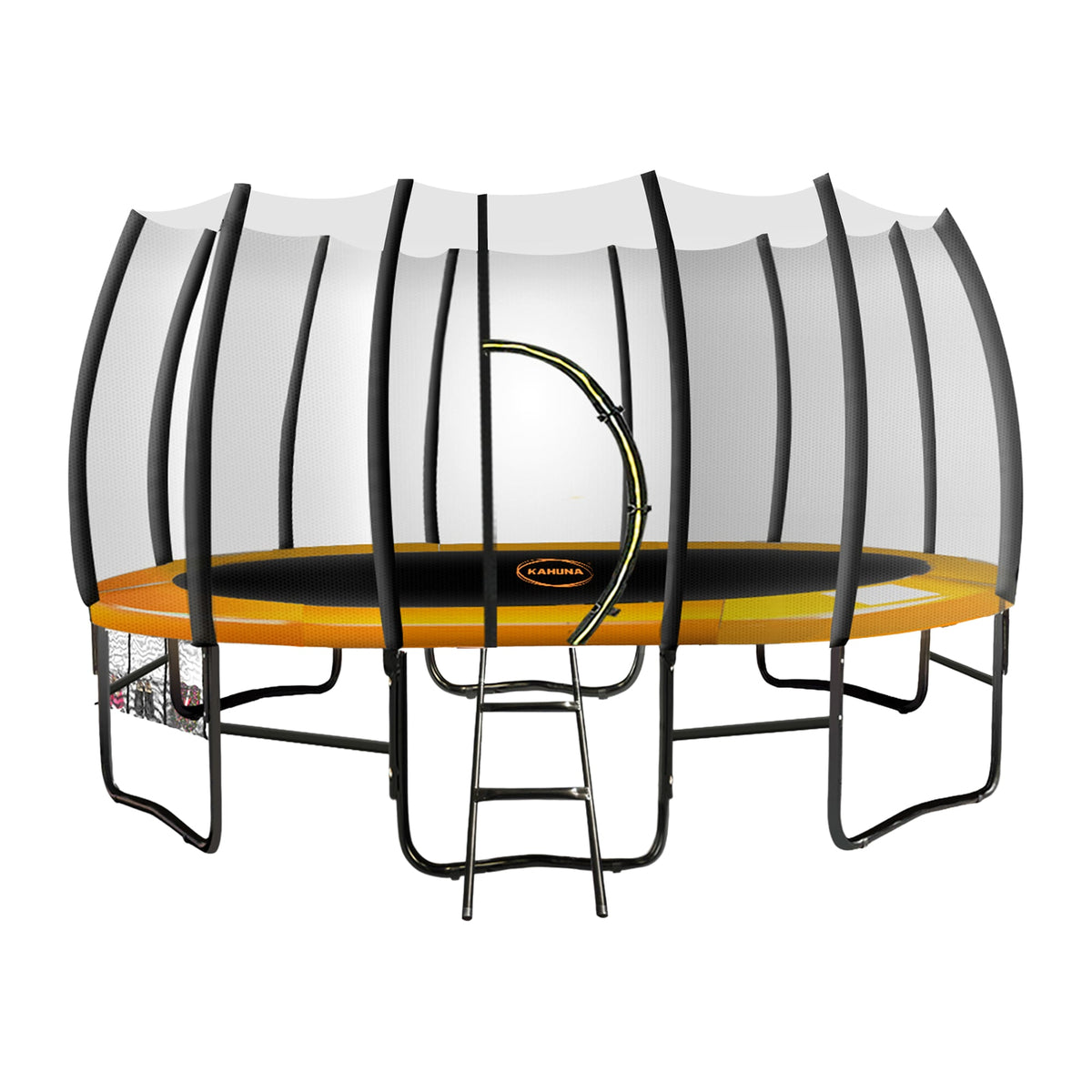 Kahuna Twister 12ft Springless Trampoline Outdoor Mat Pad Net Ladder with Basketball Set V240-TRM-KAH-ELA-12D-BB