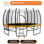 Kahuna Twister 12ft Springless Trampoline Outdoor Mat Pad Net Ladder with Basketball Set V240-TRM-KAH-ELA-12D-BB
