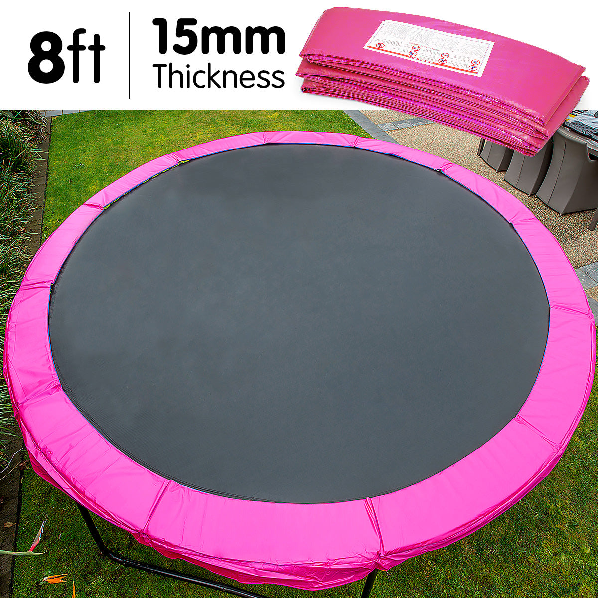 Kahuna 8ft Trampoline Replacement Pad Round - Pink V240-TRP-PAD-PK-08