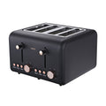 Pronti 4 Slice Toaster Rose Trim Collection - Black V240-TSR-4SL-GST-BK