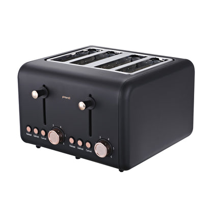Pronti 4 Slice Toaster Rose Trim Collection - Black V240-TSR-4SL-GST-BK