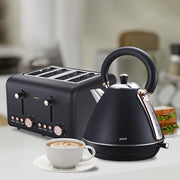 Pronti 4 Slice Toaster Rose Trim Collection - Black V240-TSR-4SL-GST-BK