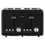 Pronti Silver Noir Collection 4 Slice Toaster with Dual Controls V240-TSR-T02-GST-BK